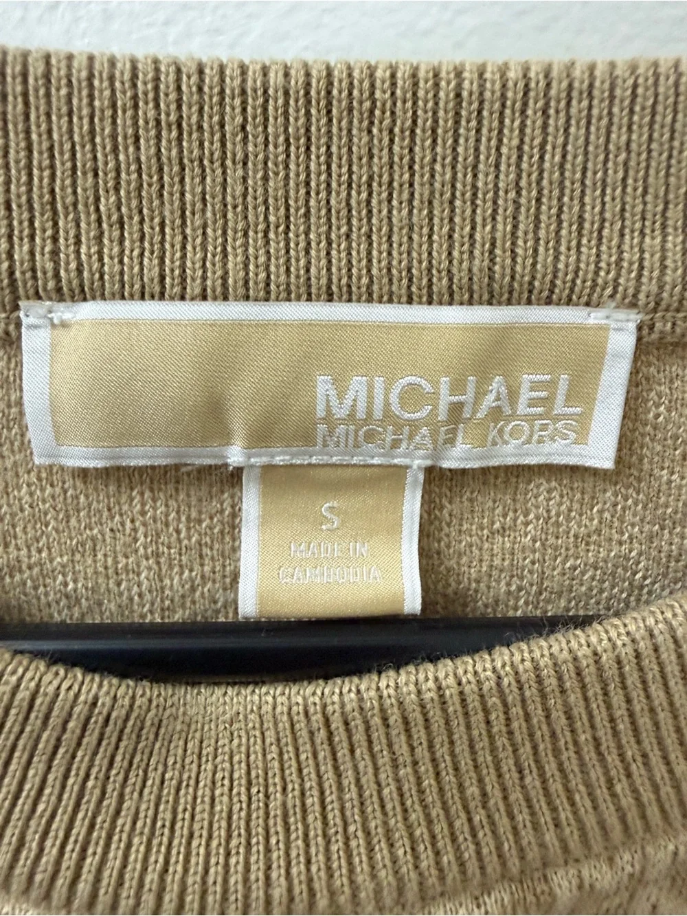 Michael Kors Women's Tan Logo-Pattern Crewneck Sweater